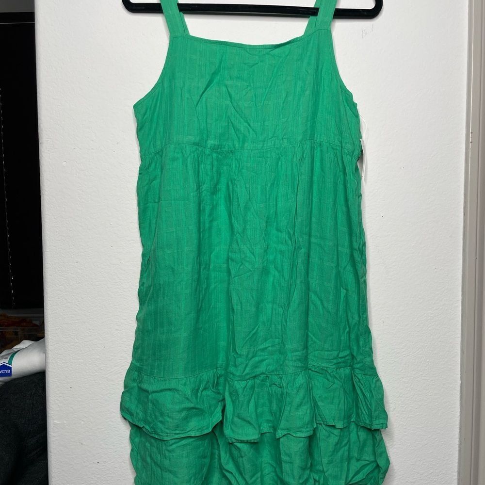 Green Sleeveless Ruffle Dress